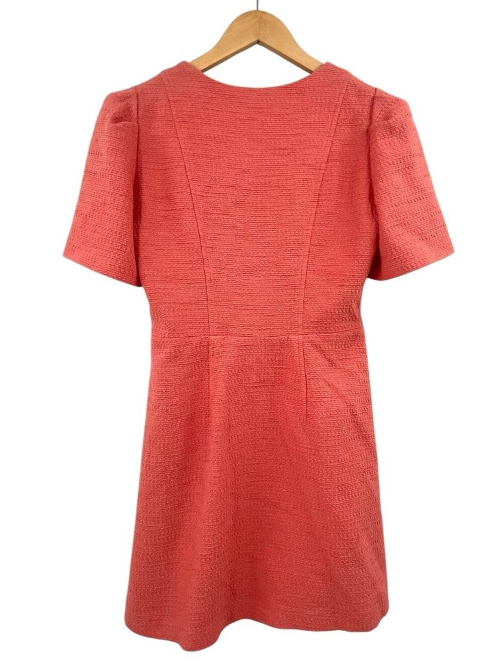 GAL MEETS GLAM Women's Peach Textured Front Button Kathleen Mini Dress US 4 - Picture 6 of 6